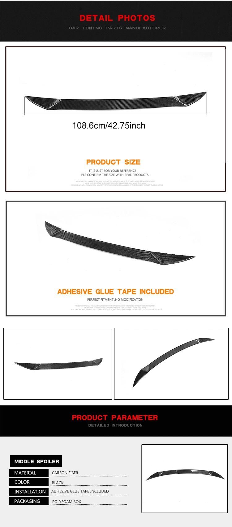Carbon Fiber Roof Middle Wing Spoiler for Maserati Levante S Sport Utility 4-Door 2016-2017