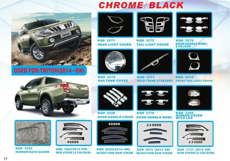 Car Accessories Chrome Rear Trunk Streamer for Jeep Mitsubishi Triton 2014