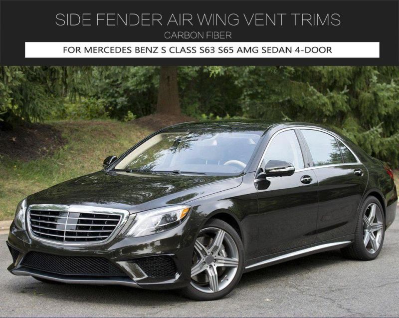 B Style Carbon Fiber Side Fender Air Wing Vent Trims for Mercedes Benz S63 S65 Amg Sedan 4-Door 14-18