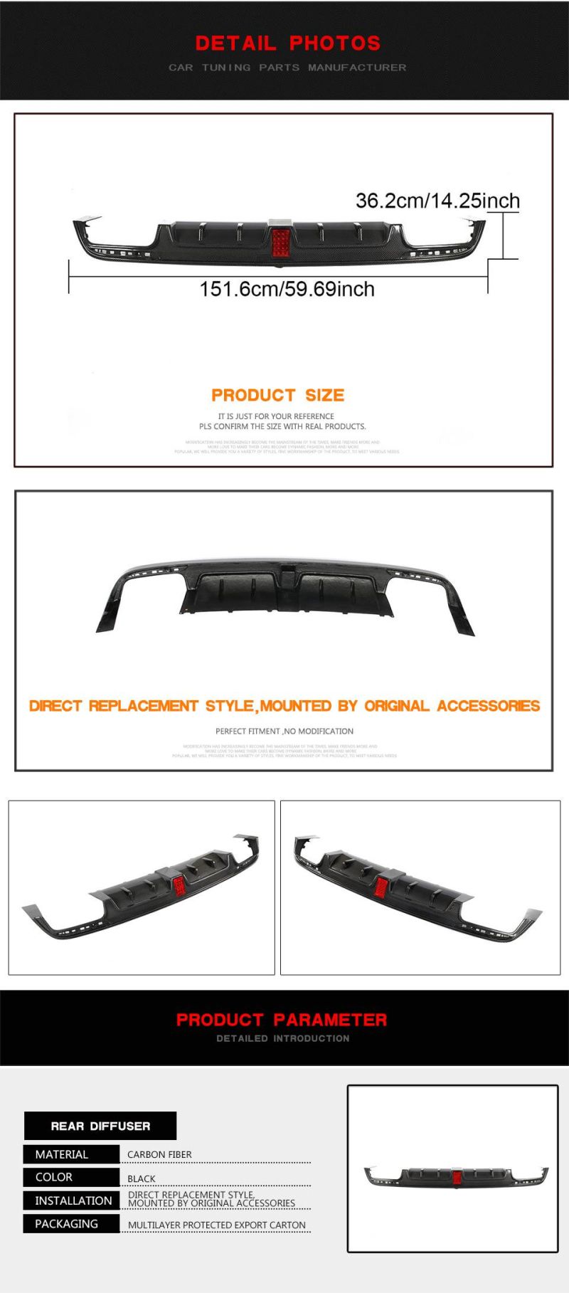 Carbon Fiber W222 S65 Rear Bumper Lip for Mercedes Benz S400 S500 Sport S63 Amg Sedan 14-17