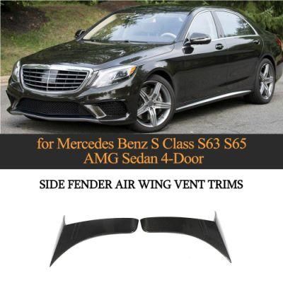 B Style Carbon Fiber Side Fender Air Wing Vent Trims for Mercedes Benz S63 S65 Amg Sedan 4-Door 14-18