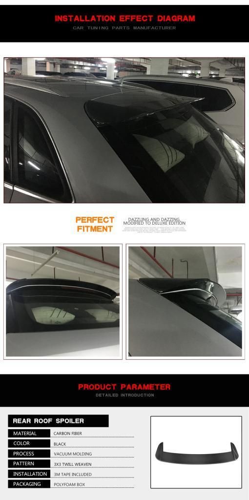 Ca Style Carbon Fiber Car Roof Spoiler for Audi Q3 8u Base Sport 4-Door 2012-2017