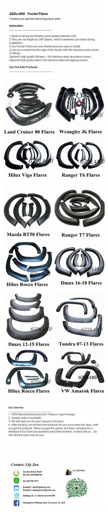 Truck Fender Flares for Toyota Tacoma 2016-2018 Pickup