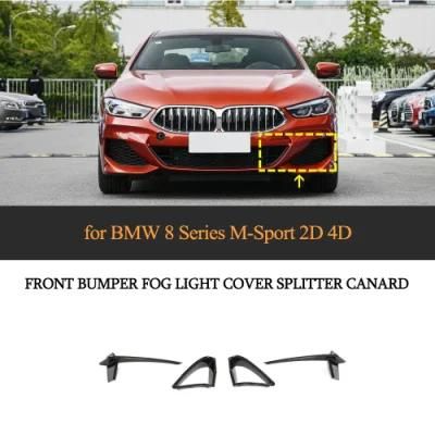 Dry Carbon Fiber Front Bumper Fog Light Cover Splitter Canard for BMW 8 Series M-Sport 2D 4D 2019-2022