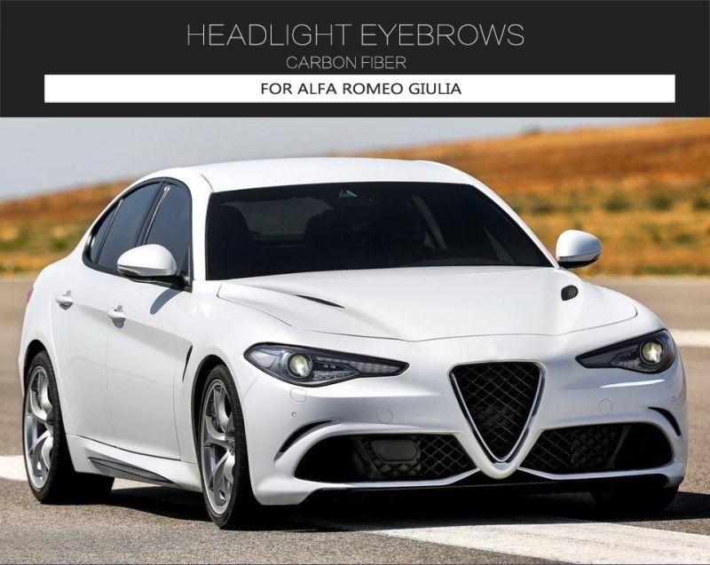 Dry Carbon Fiber Headlight Eyelids for Alfa Romeo Giulia Quadrifoglio Sedan 4-Door 2015-2018