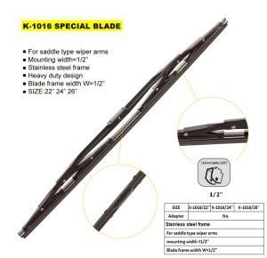 Heavy Duty Wiper Blade for Truck Saddle Type Wiper Arms, Steel Frame, Mounting Width W=1/2&quot;, Blade Frame Width W=1/2&quot;
