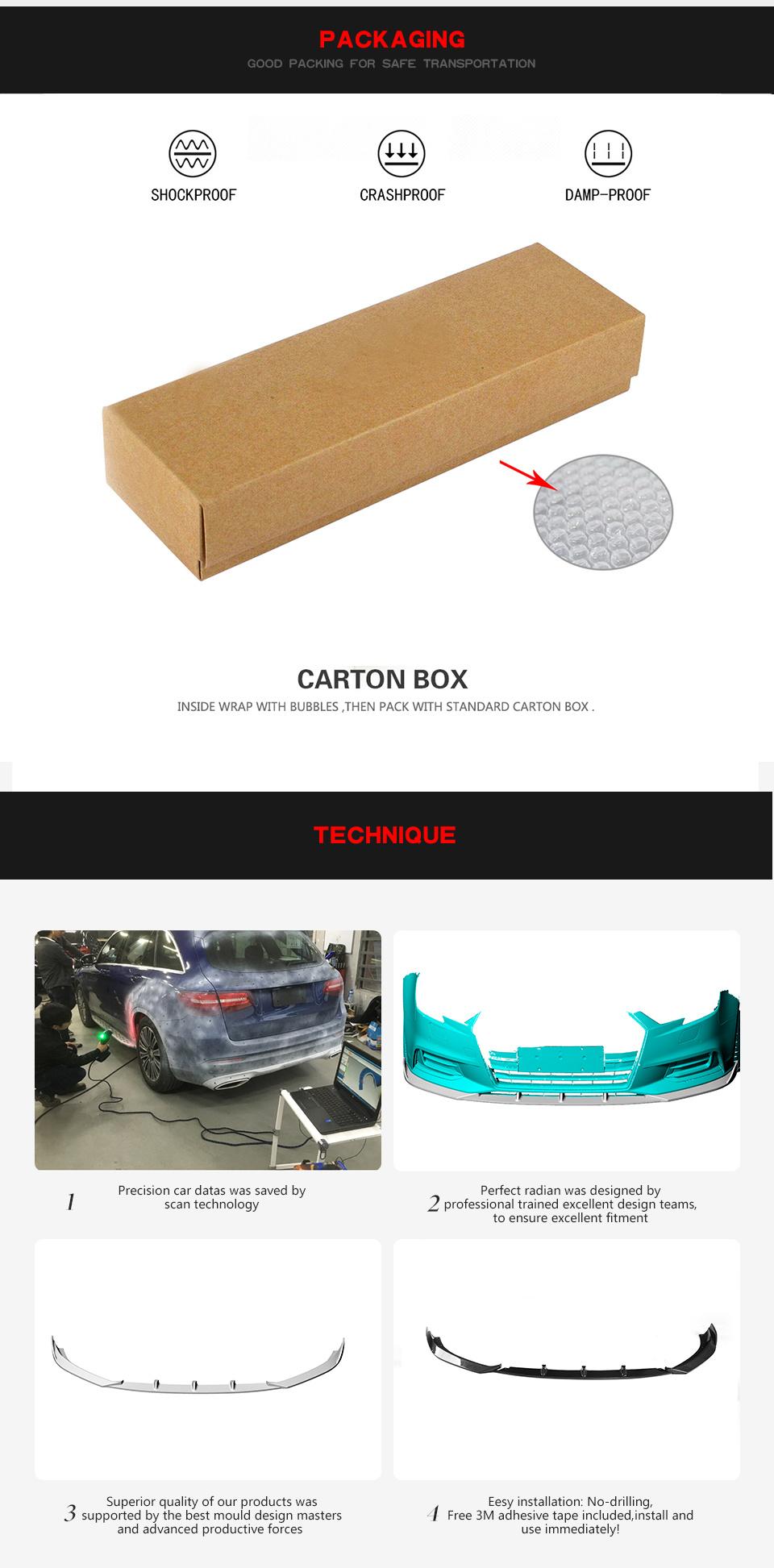 Carbon Fiber Car Front Lip for Audi A3 Sedan 4-Door 17-18 (Fits: A3)