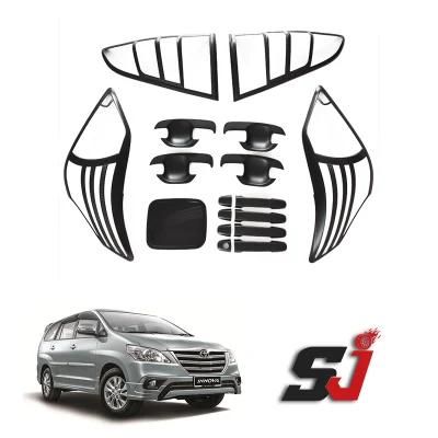 Chrome Matte Black Body Kit Carbon Fiber Handle Cover Bowl Headlamp Tail Light Car Accessories Combo Set for Innova 2012-2021