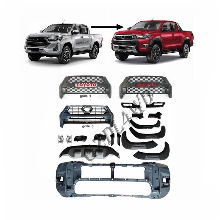 New Front Bumper Kits Facelift Kit for Toyota Hilux 2021 Upgrade to Rocco 2021