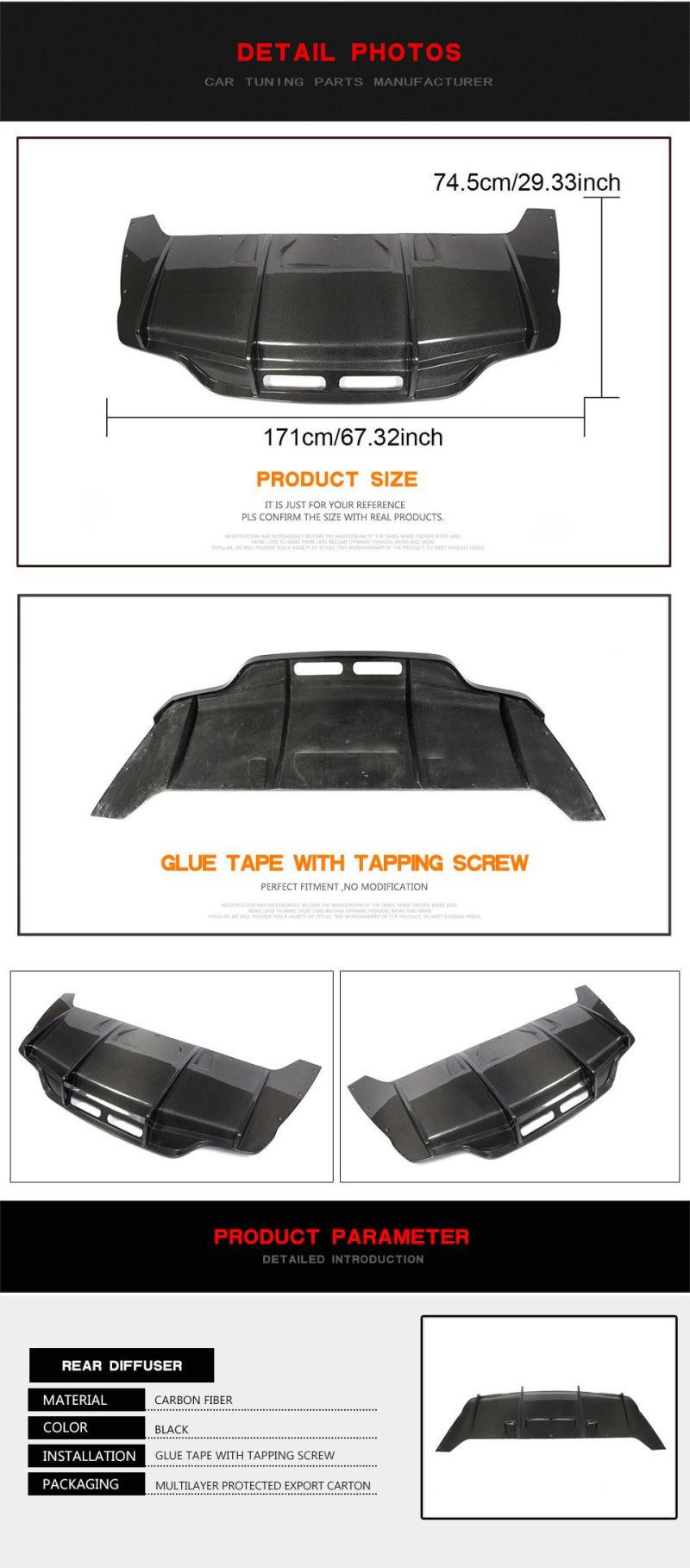 Carbon Fiber Carbon Fiber Rear Diffuser for Mercedes-Benz S-Class S500 S550 Coupe 2-Door 2014-2017