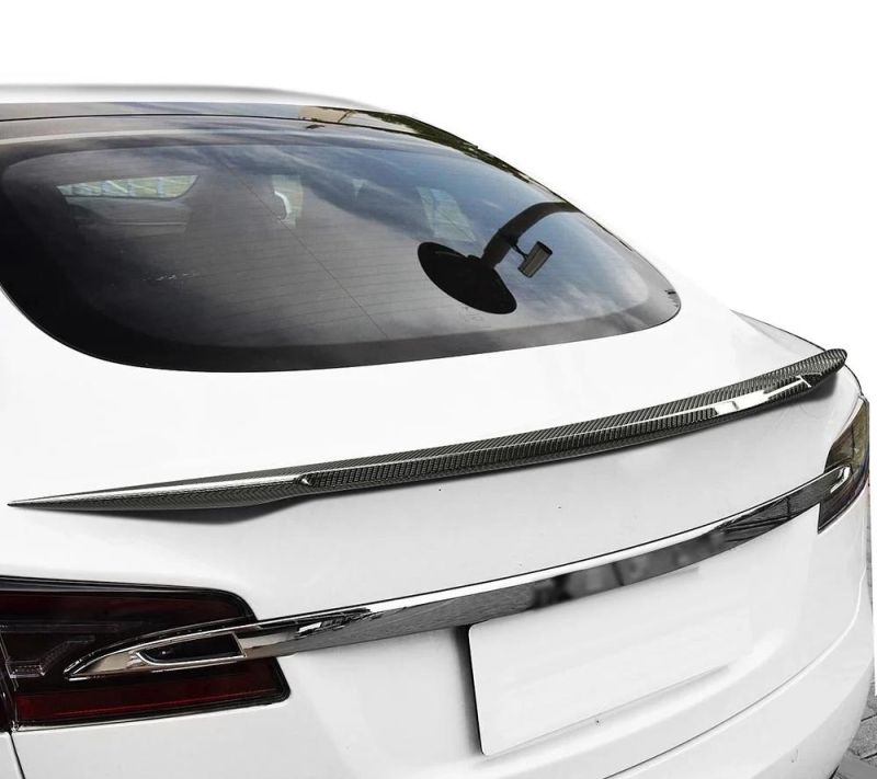 for Tesla Model S Carbon Fiber Style Trunk Spoiler Cover Trim Water Retaining Wing