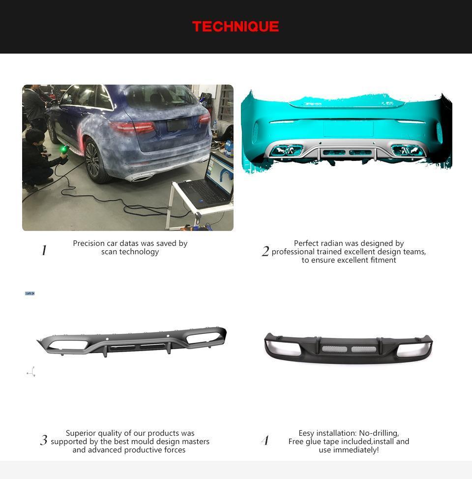 Carbon Fiber C205 Rear Diffuser Lip for Mercedes Benz C Class C63 Amg S 2 Door 2015-2021