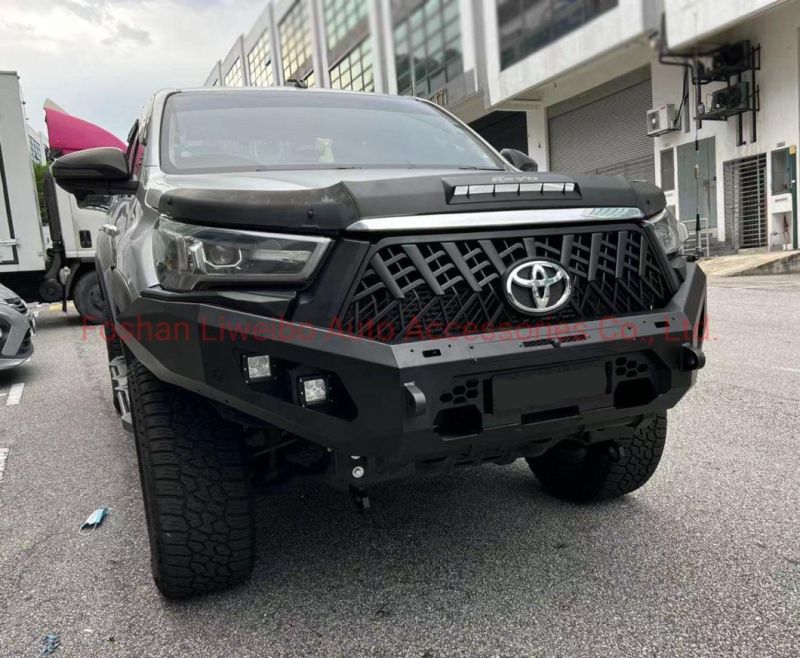 2022 New Design Auto Accessories Black Steel Front Bumper for Toyota Hilux Revo