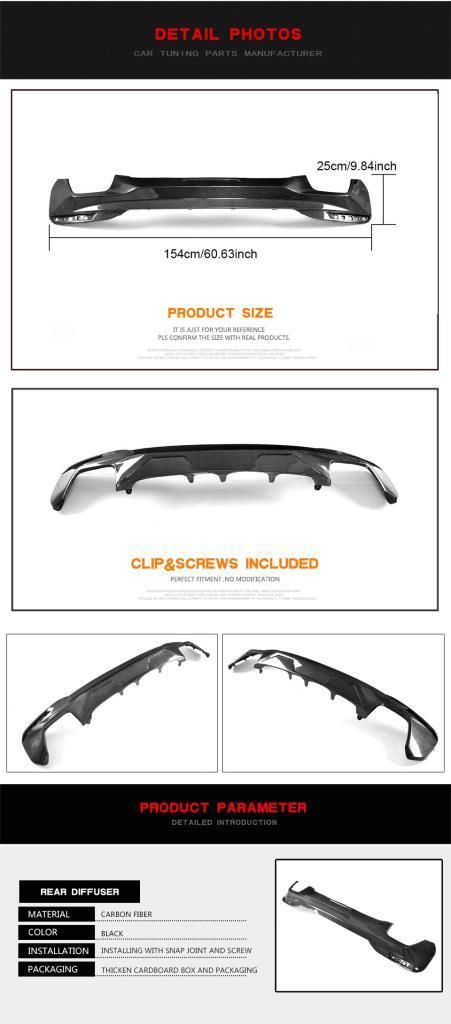 Carbon Fiber Rear Diffuser for BMW G30 G31 G38 520I 530I 540I M-Sport 2017-2019
