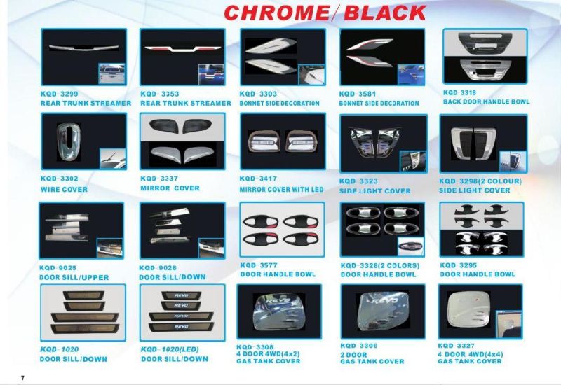 ABS Chrome/Black Car Door Handle Bowl Cover for Toyota Revo