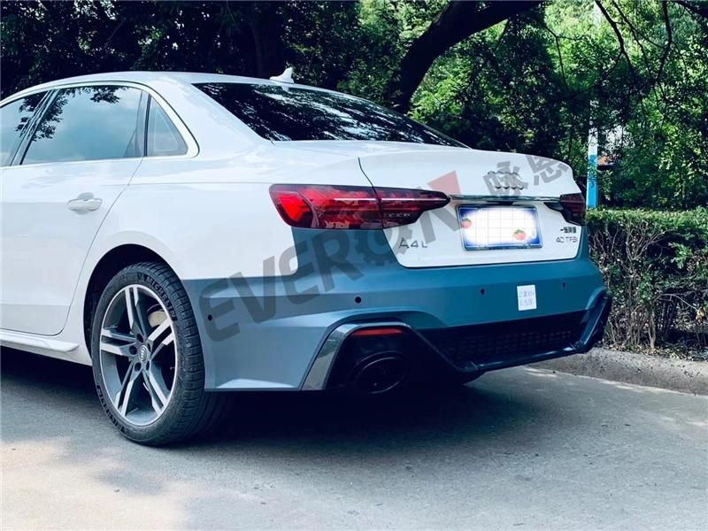 RS4 Style Car Rear Bumper with Tail Pipe for Audi A4 B9 2020-2021