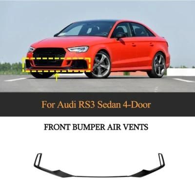 Carbon Fiber Front Bumper Lip Scoop Trims for Audi RS3 Sedan 4-Door 2017-2019