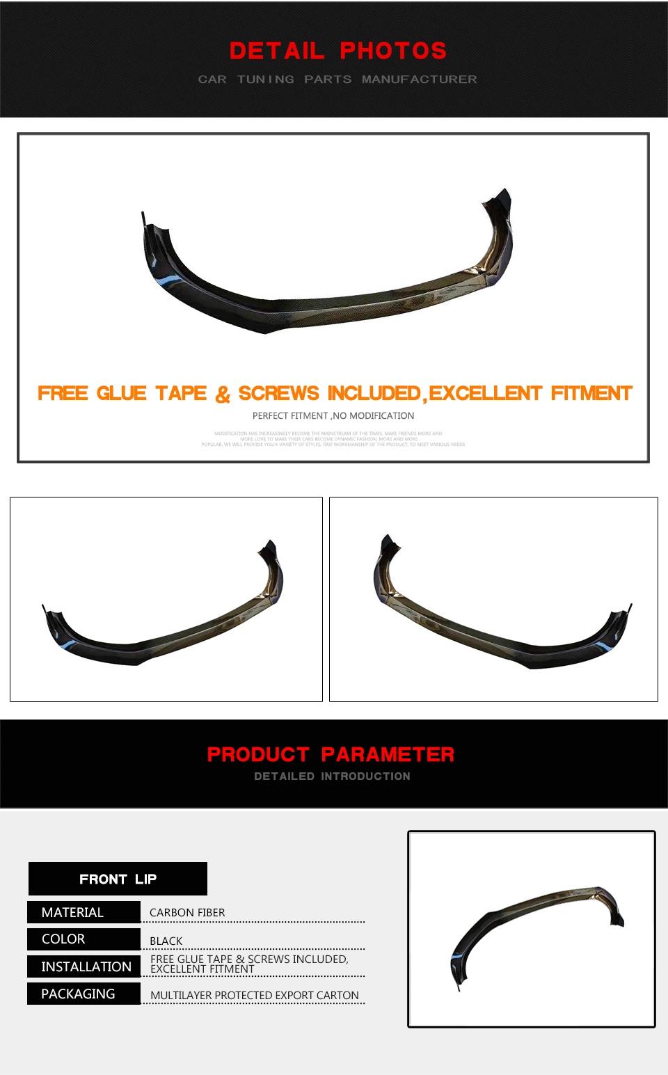 Carbon Fiber Front Bumper Lip Spoiler Splitters for Mercedes-Benz S Class W222 S63 Amg 2018-2020