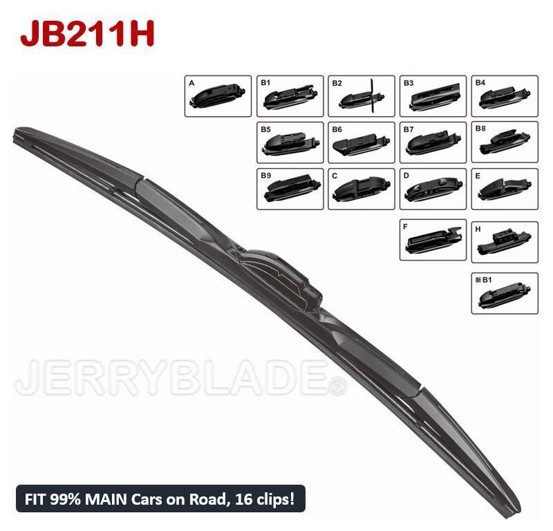 Multi-Clip Multi-Fit Jb211h Front Wiper Blade Multi-Type Hybrid Wiper Universal for All Cars Windshield Wiper Factory Supply OE Multi Adapters Supper OEM