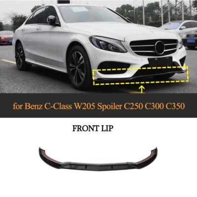 3PCS PP Glossy Black Front Bumper Spoiler Splitters for Mercedes-Benz Class W205 C180 C200 C300 Sport C43 Amg 2015 - 2018