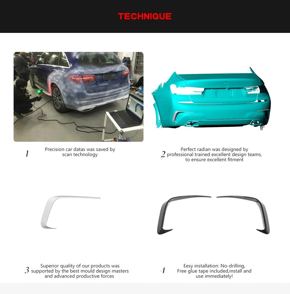 Carbon Fiber Rear Bumper Fins Canards for BMW 3 Series G20 G28 M-Sport Sedan 4-Door 2020-2021