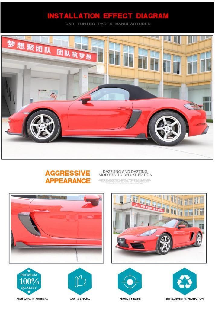 Carbon Fiber Rear Side Door Car Air Vents Trim Cover for Porsche 718 Boxster Cayman 2016 - 2018