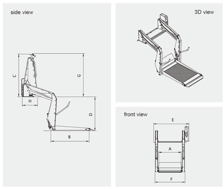 Ce Certified Hydraulic Wheelchair Lift for Van Loading 300kg