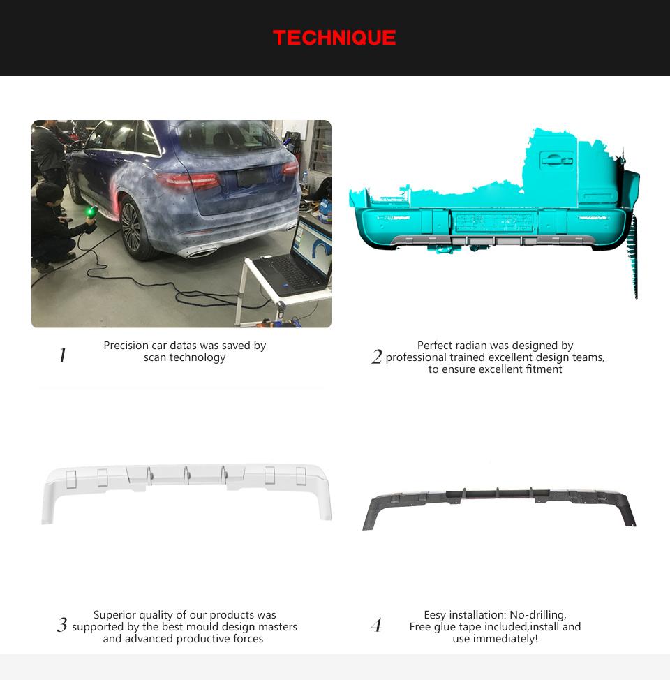 Jc Sportline G550 G55 G500 G63 Rear Bumper Diffuser for Mercedes-Benz G Class G63 Amg 2019-2020 Base Sport Utility 4-Door