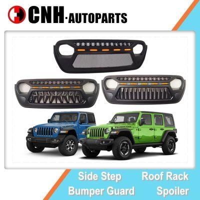 Car Parts Auto Accessory Front Grille for Wrangler Jl 2019 Rubicon Sahara Hood Grille with Daytime Light