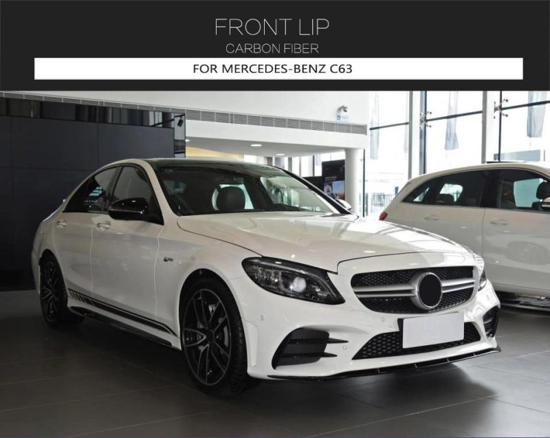 3PCS Front Bumper Lip Spoiler for Benz C205 C63 Amg 4door 15-20 Carbon Fiber Refit