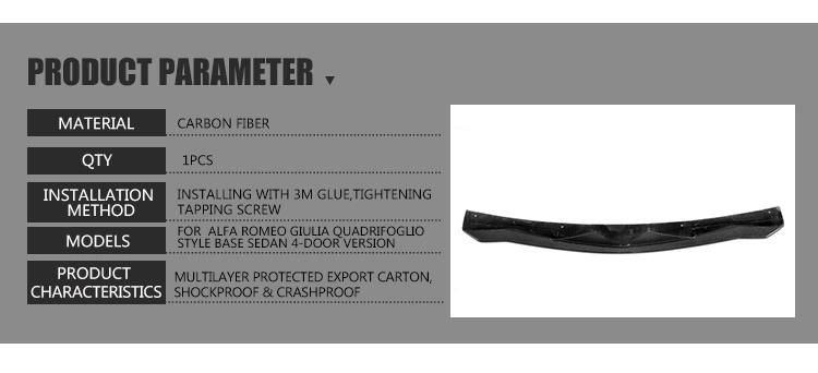 Carbon Fiber Front Lip Spoiler for Alfa Romeo Giulia Quadrifoglio Style Base Sedan 4-Door Version 2015-2018