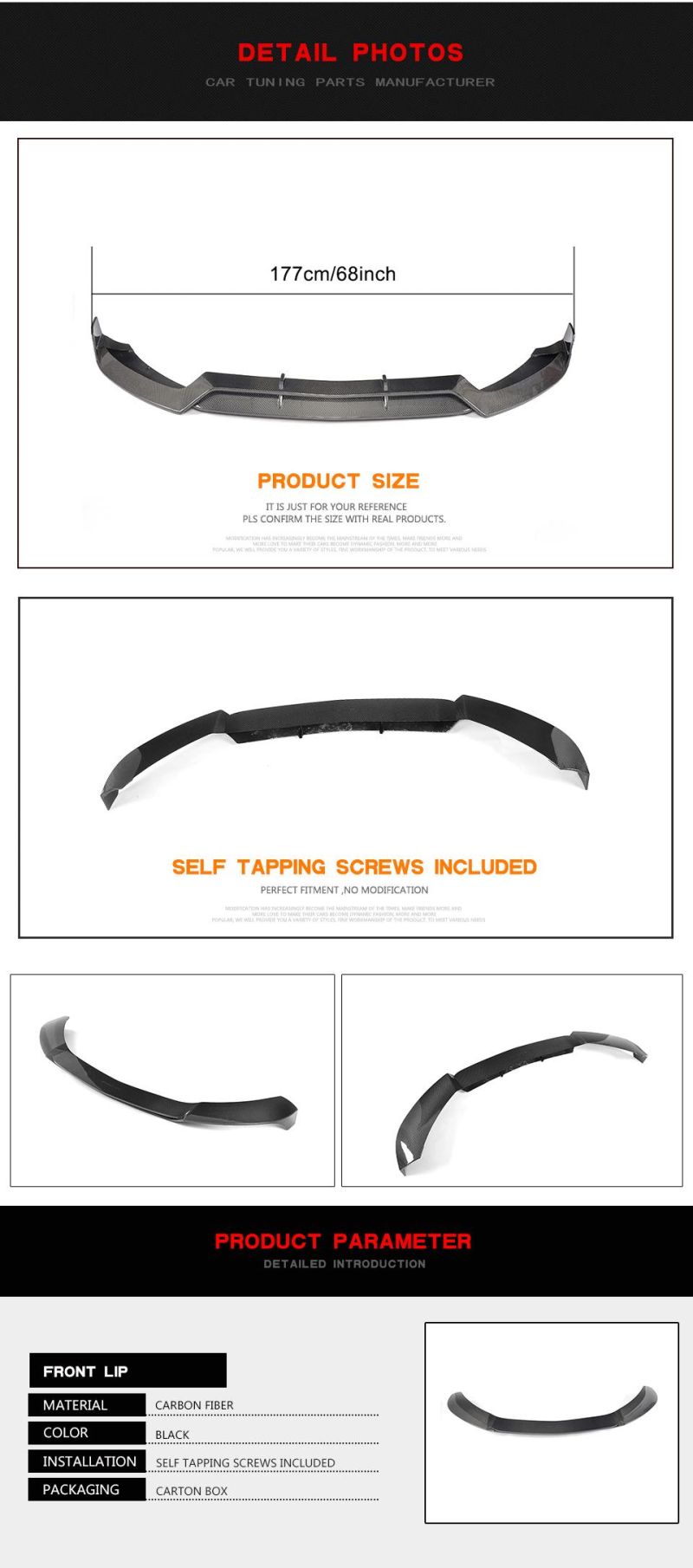 Carbon Fiber Car Front Bumper Lip Spoiler for Mercede S Ben Z C-Class W205 Sport C205 C43 15-17