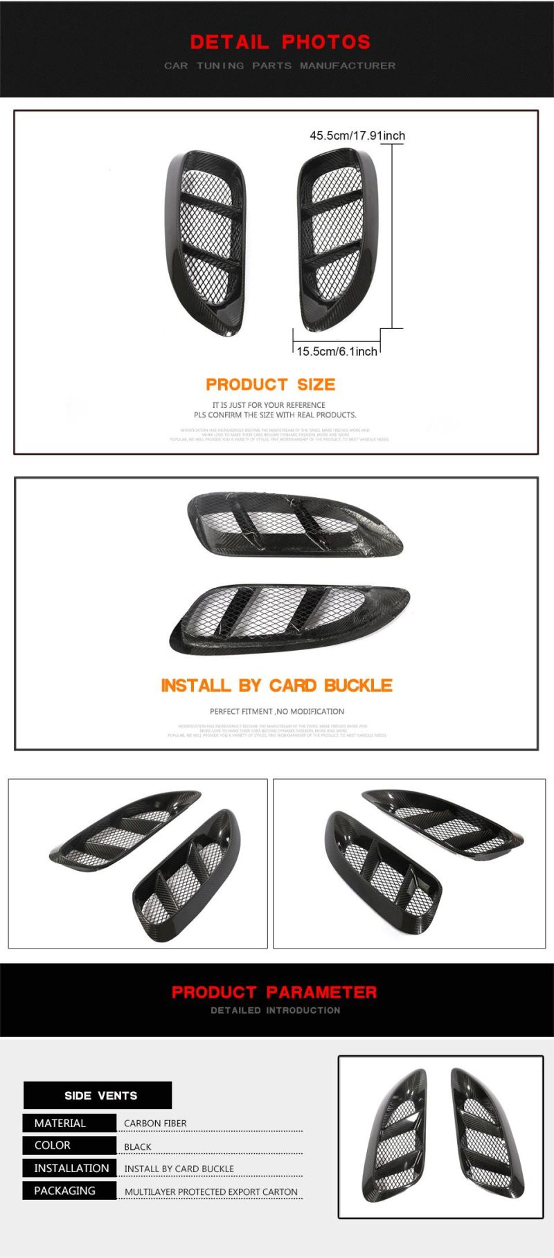 Carbon Fiber Side Vents for Porsche 718 Boxster Cayman 2016-2018