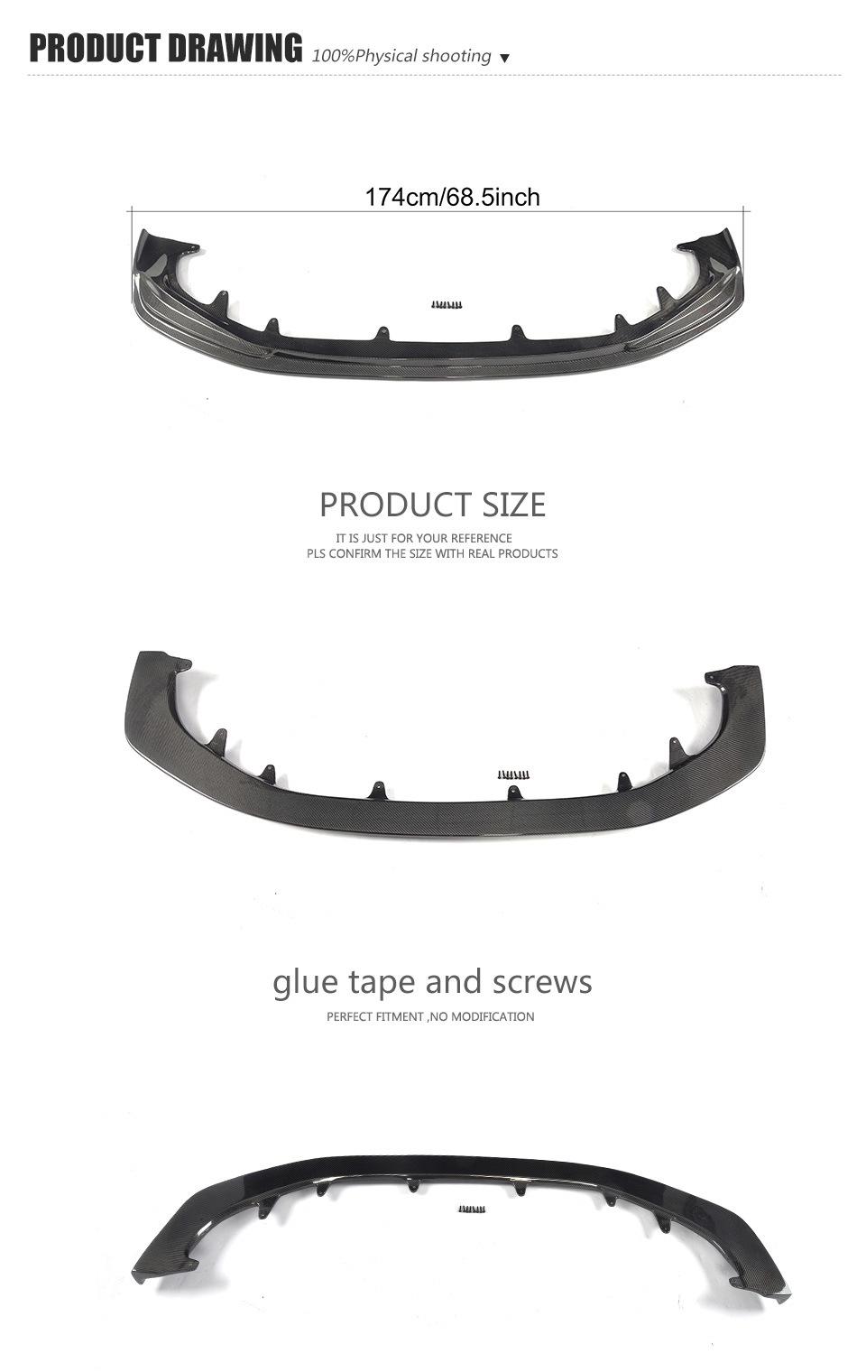 Carbon Fiber Front Lip Spoiler Splitter for Lexus Is F Sport Sedan 4-Door 2013-2015 Front Bumper Lip