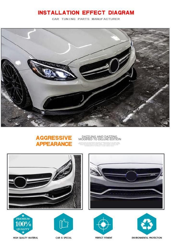 Front Lip for Mercedes Benz C63 4 Door Amg Carbon Fiber Front Bumper Spoiler Body Kits W205 Amg C63 Accessories