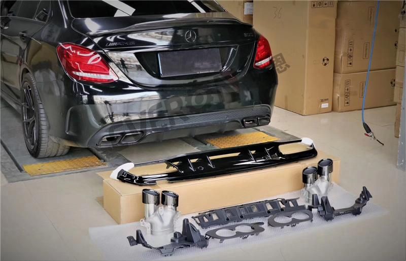 C43 Amg Rear Diffuser with Exhaust Pipes for Mercedes Benz W205 C Class 2015-2019