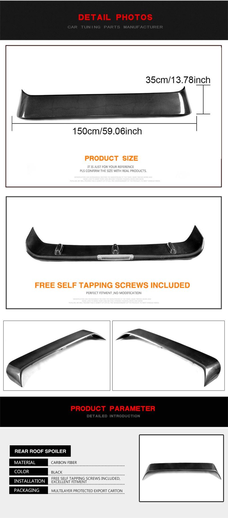 Carbon Fiber Rear Roof Spoiler for Mercedes Benz G-Class W463 G500 G550 G63 G65 Amg 04-17