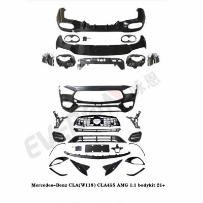W118 Cla45 Amg Style PP Body Kit Front Bumper Rear Diffuser with Tips for Mercedes-Benz Cla Class 2020-2021