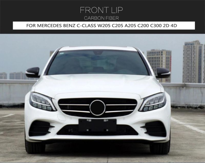 Carbon Fiber Front Bumper Lip Spoiler for Mercedes Benz C-Class W205 C205 A205 C200 C300 2D 4D 2019-2020