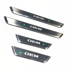 4 PCS 304 Stainless Steel Wireless LED Car Door Sill Plates for Tesla Model 3 2021