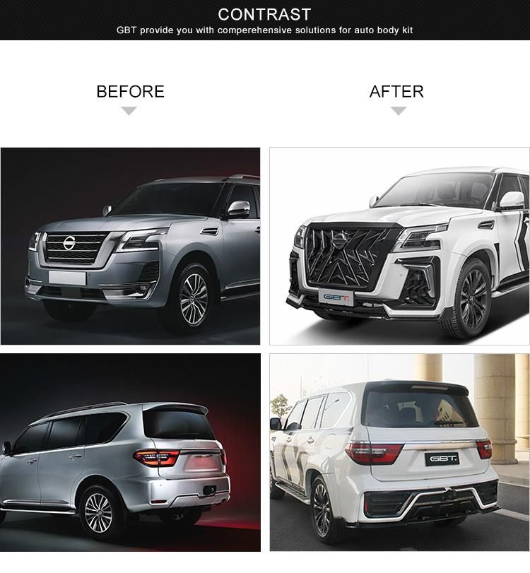 Gbt Car Modification Parts Black Hawk Edition Facelift Body Kit for 2020 Nissan Patrol Y62 Upgrade Bumper Grille Wheel Trims