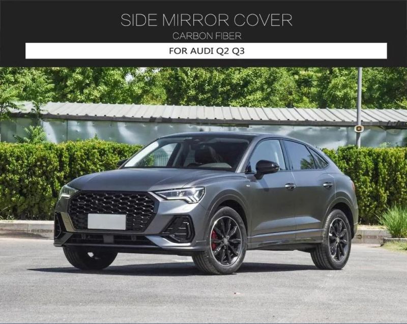 Carbon Fiber Side Mirror Caps Replacement with Lane Assist Rear View Mirror Covers for Audi Q2 Q3 2019