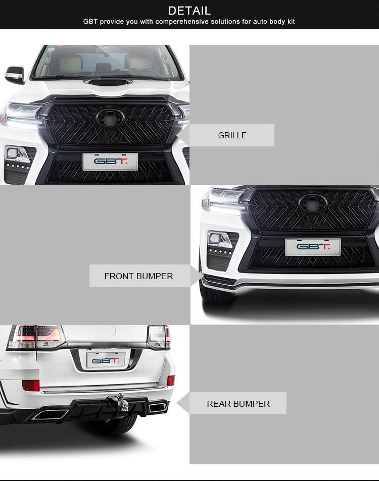 Gbt Vehicle Parts Headlight Hood Upgrade Front Rear Bumper for Toyota Land Cruiser 200 Model
