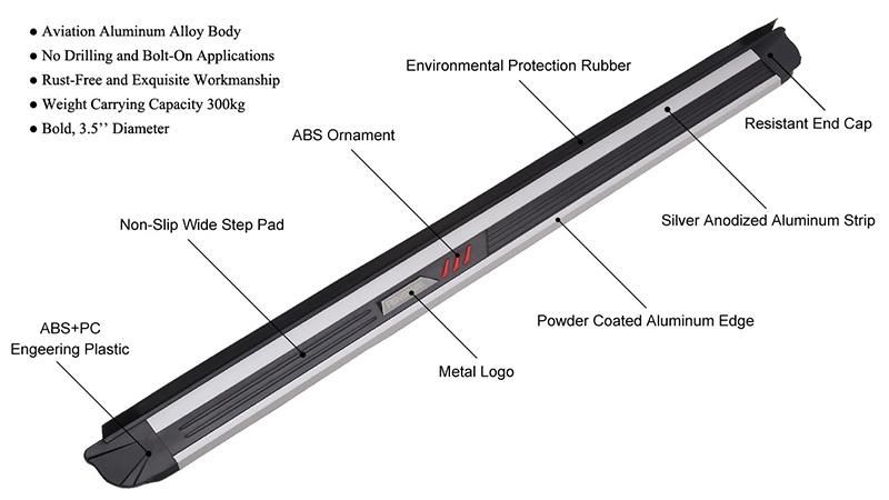 Aluminum Side Step Bar Running Board Used for 2019 Toyota RAV4 2020