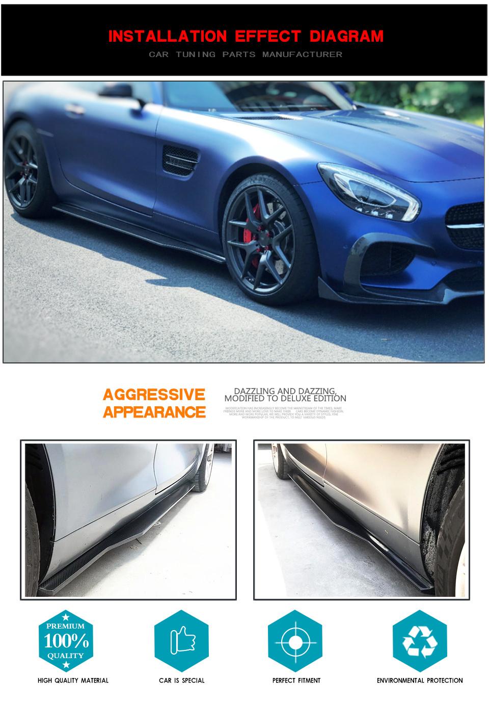 Carbon Fiber Gt Side Skirts Extension for Mercedes Benz Amg Gt S 2016-2018