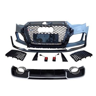 Front Bumper RS3 Style with Grill and Rear Bumper for Audi A3 S3 2014 2015 2016