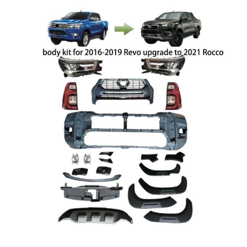 New Car Front Rear Bumper Facelift Wide Conversion Bodykit Body Kit for Toyota Hilux Revo 2016-2019 Upgrade Change to Rocco 2021