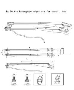 PA 20 Min Pantograph Wiper Arm for Coach, Bus