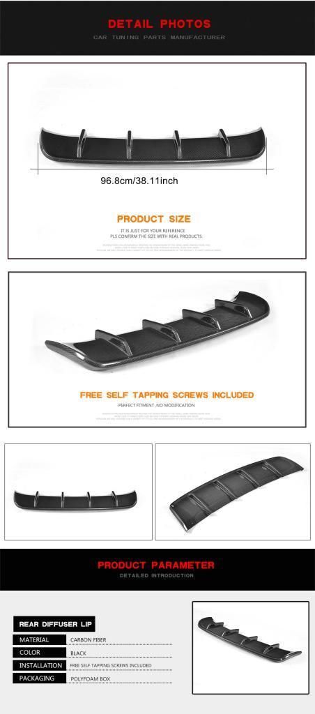 Carbon Fiber Rear Bumper Diffuser for Maserati Levante S Sport Utility 4-Door 2016-2017