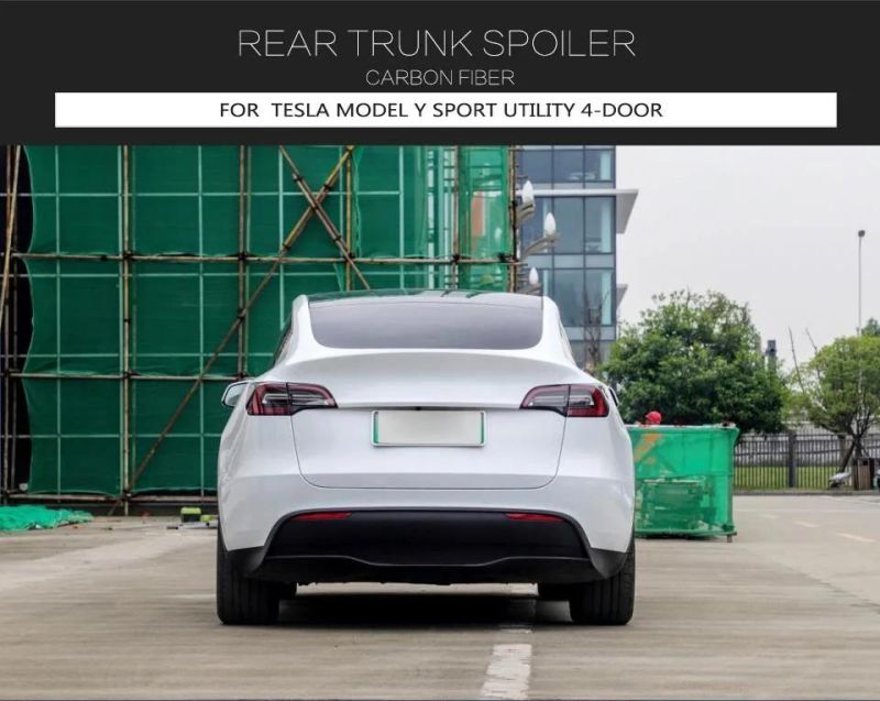 Dry Carbon Fiber Rear Trunk Spoiler for Tesla Model Y Sport Utility 4-Door 2019-2021